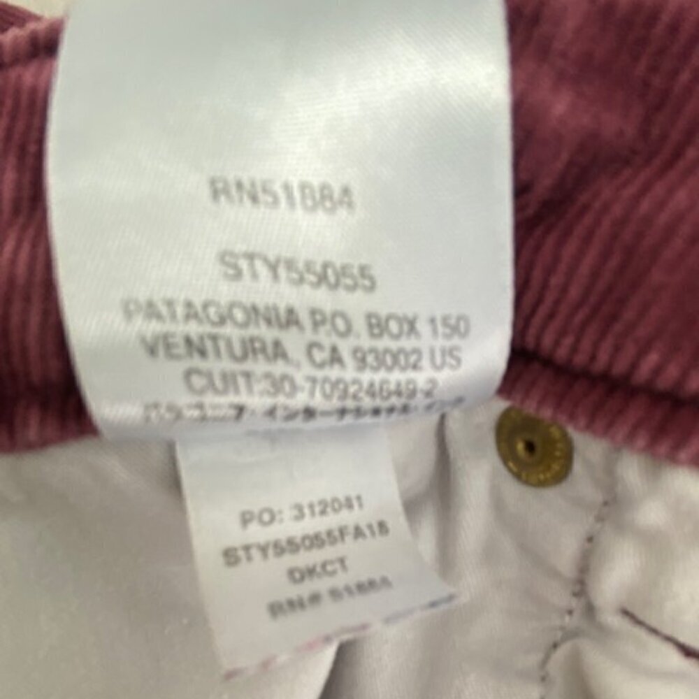 PATAGONIA Cotton Corduroy Slim Pants Jeans Burgundy 27 - Picture 15 of 15